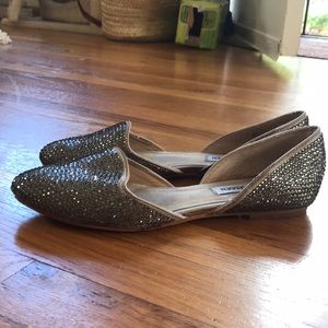 Gray Rhinestone Sparkle Flats